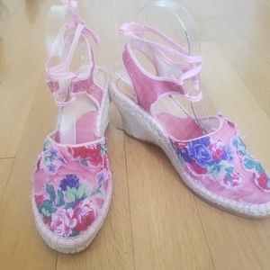Kanna Floral Pink Espadrille Lace Up Size 39